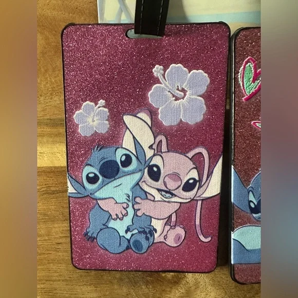Disney Stitch and Angel Pink Glitter Luggage Tags - Picture 2 of 7